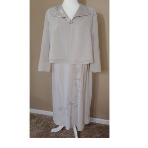 Mother of Bride or Groom 2 Pc Dress & Jacket Beige